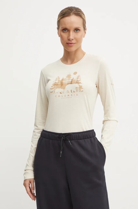 Columbia longsleeve femei, culoarea bej
