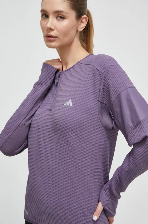 Bežecké tričko s dlhým rukávom adidas Performance fialová farba