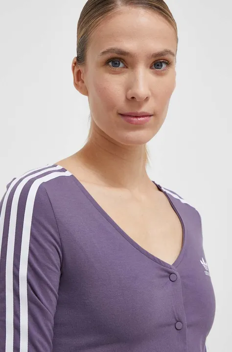 Tričko s dlouhým rukávem adidas Originals fialová barva