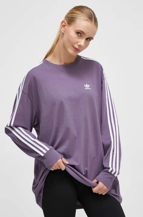 Βαμβακερή μπλούζα με μακριά μανίκια adidas Originals χρώμα: μοβ