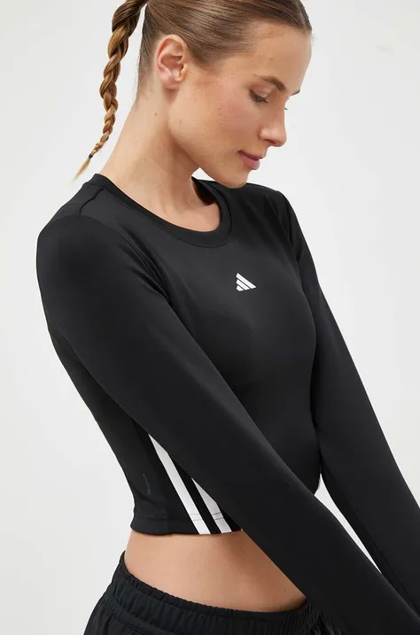 Блуза с дълги ръкави за трениране adidas Performance Hyperglam в черно