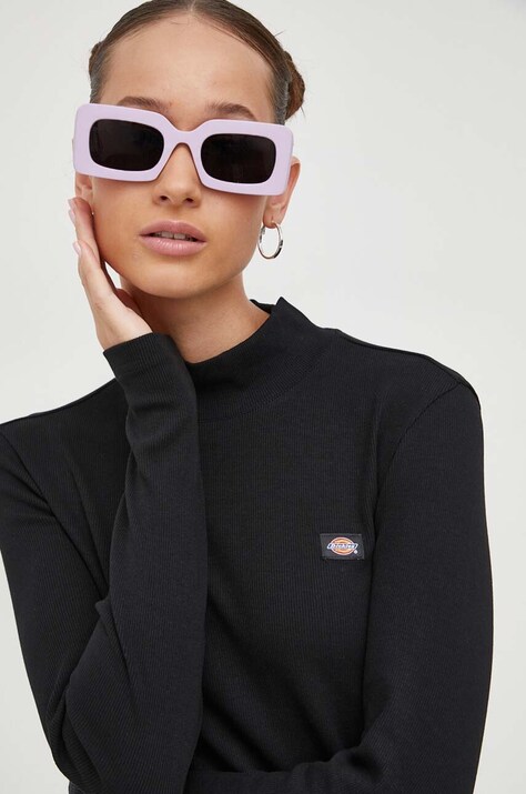 Dickies longsleeve femei, culoarea negru, cu turtleneck