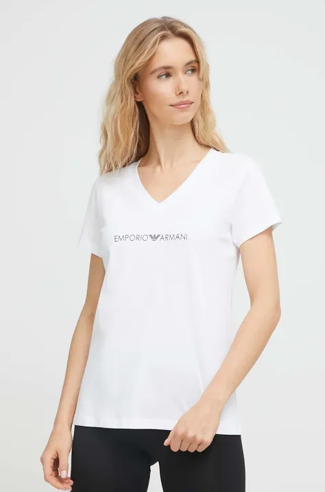 Bombažna kratka majica Emporio Armani Underwear bela barva