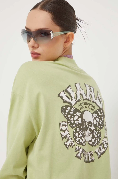 Vans longsleeve din bumbac culoarea verde