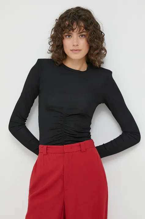Majica z dolgimi rokavi Sisley ženski, črna barva
