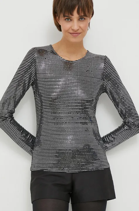 Majica Sisley ženska, srebrna barva