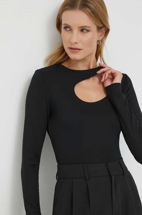 Majica dugih rukava Sisley za žene, boja: crna