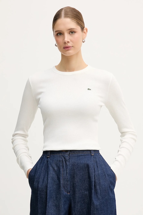 Lacoste longsleeve bawełniany kolor biały