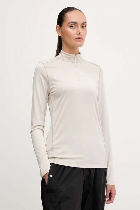 Sportovní tričko s dlouhým rukávem Jack Wolfskin Sky Thermal tyrkysová barva, s pologolfem