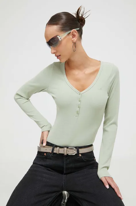 Majica dugih rukava Hollister Co. za žene, boja: tirkizna