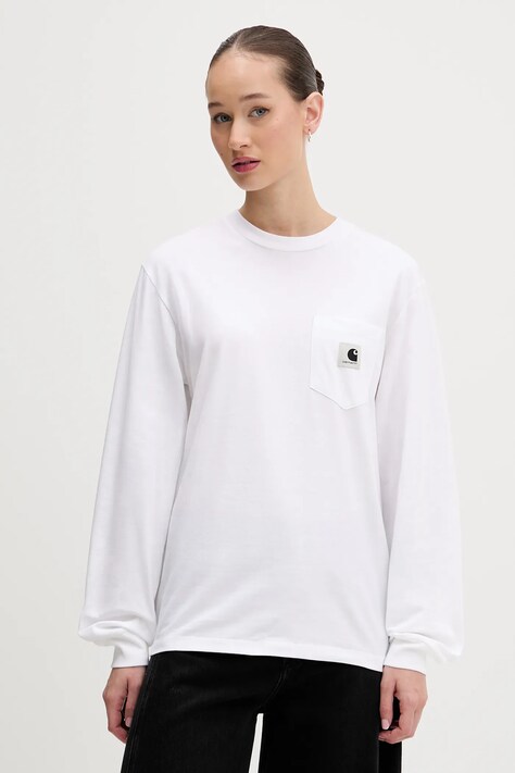 Carhartt WIP longsleeve bawełniany kolor biały