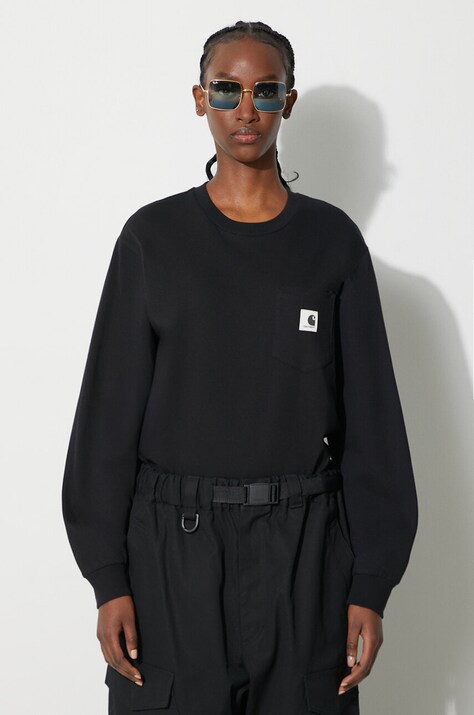 Carhartt WIP longsleeve bawełniany kolor czarny