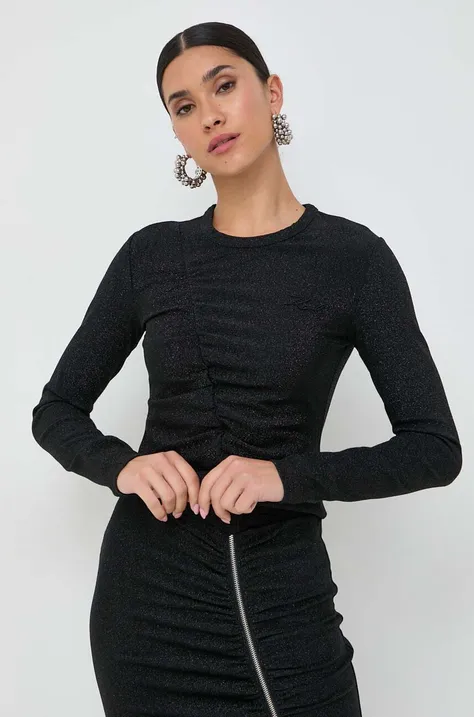 Karl Lagerfeld bluzka damska kolor czarny gładka