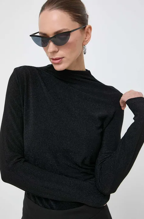 Morgan bluza culoarea negru, modelator