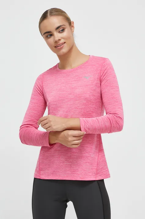 Μακρυμάνικο μπλουζάκι για τρέξιμο Mizuno Impulse Core χρώμα: ροζ