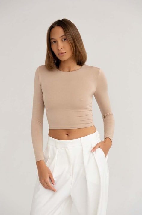 Saint Body longsleeve femei, culoarea bej