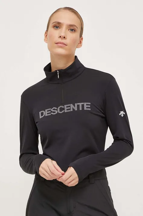 Λειτουργικό μακρυμάνικο πουκάμισο Descente Laurel χρώμα: μαύρο