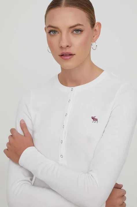 Majica dugih rukava Abercrombie & Fitch za žene, boja: bijela