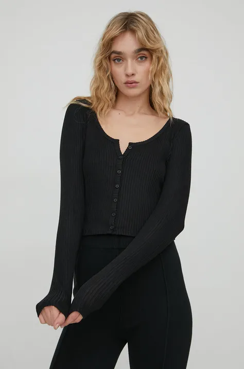 Блуза с дълги ръкави Hollister Co. в черно