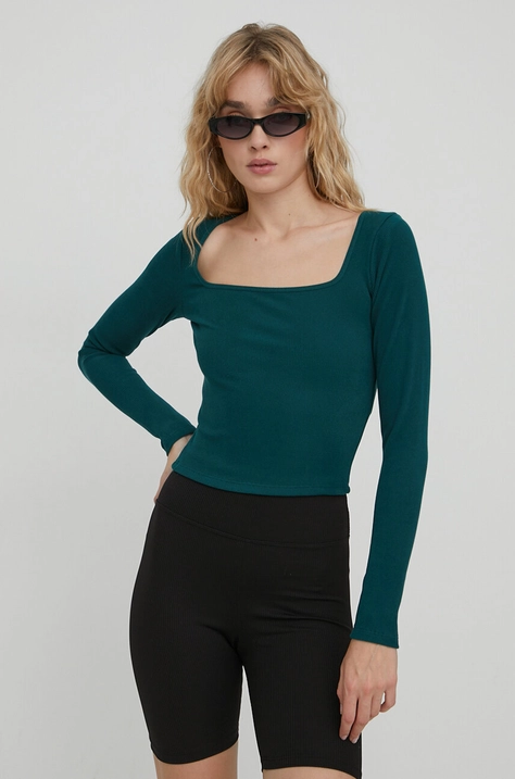 Hollister Co. longsleeve femei, culoarea verde