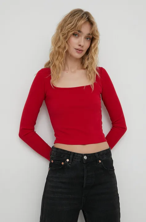 Majica dugih rukava Hollister Co. za žene, boja: crvena