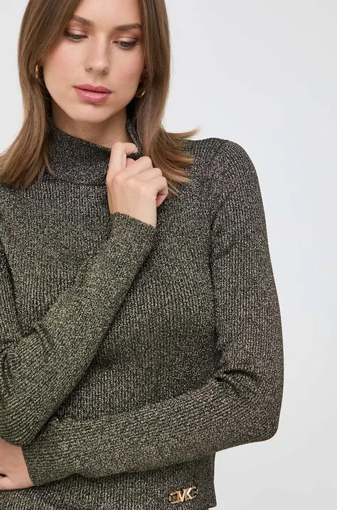 MICHAEL Michael Kors pulover femei, culoarea auriu, cu turtleneck