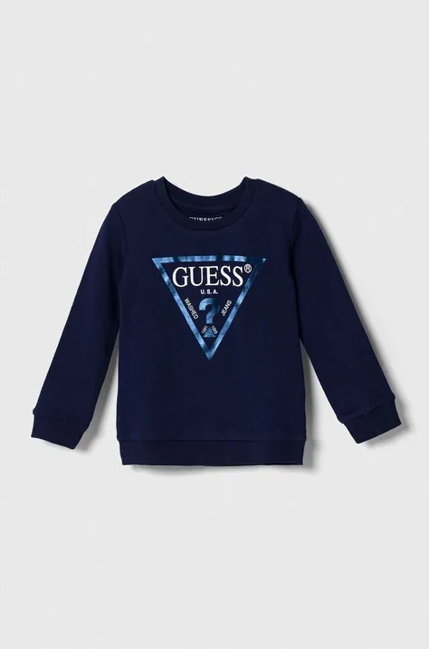 Παιδική βαμβακερή μπλούζα Guess χρώμα: ναυτικό μπλε