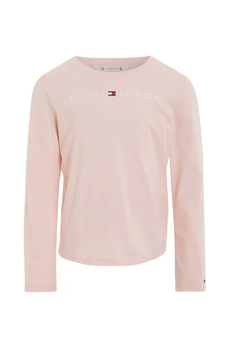 Dječja pamučna majica dugih rukava Tommy Hilfiger boja: ružičasta
