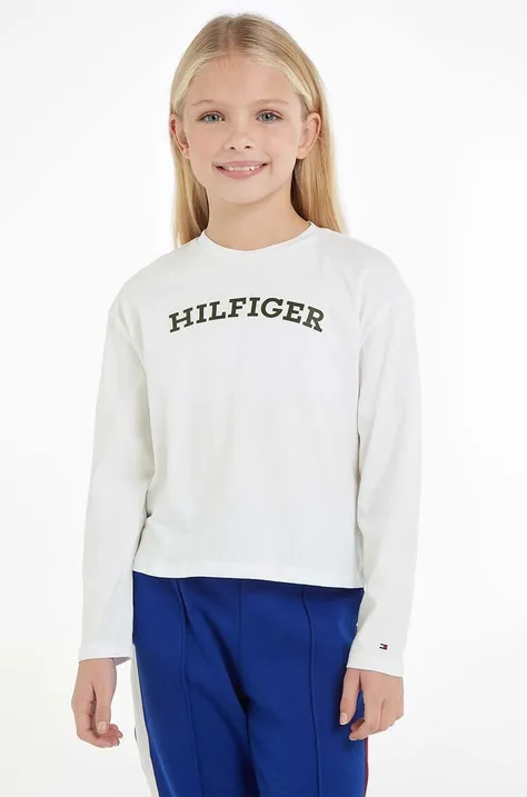 Dječja pamučna majica dugih rukava Tommy Hilfiger boja: bijela