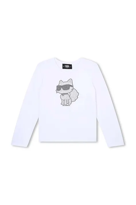 Dječja majica dugih rukava Karl Lagerfeld boja: bijela