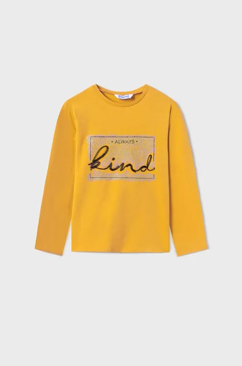 Dětské tričko s dlouhým rukávem Mayoral žlutá barva