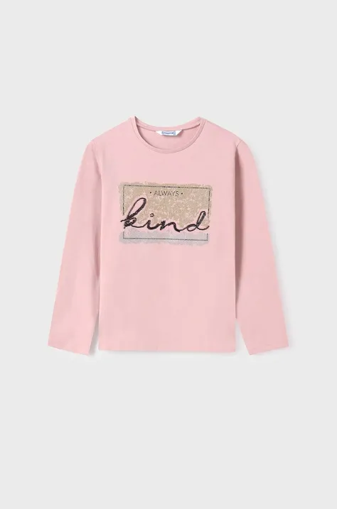 Detské tričko s dlhým rukávom Mayoral ružová farba