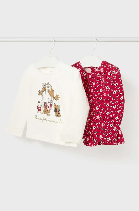 Majica dugih rukava za bebe Mayoral 2-pack boja: crvena