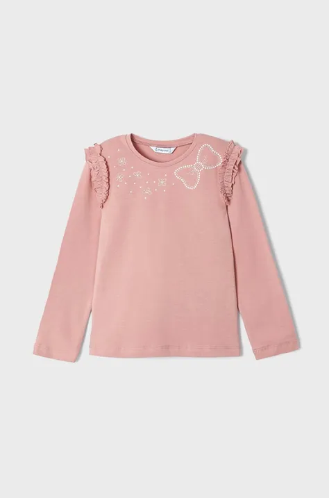 Detské tričko s dlhým rukávom Mayoral ružová farba