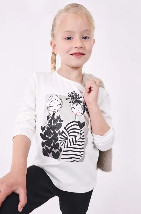 Dětská bavlněná košile s dlouhým rukávem Mayoral béžová barva