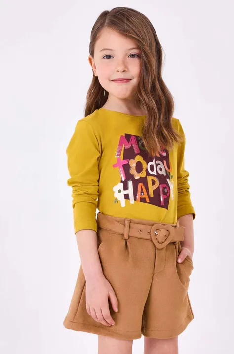Otroška bombažna majica z dolgimi rokavi Mayoral rumena barva