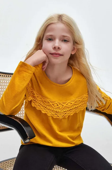 Detské tričko s dlhým rukávom Mayoral žltá farba