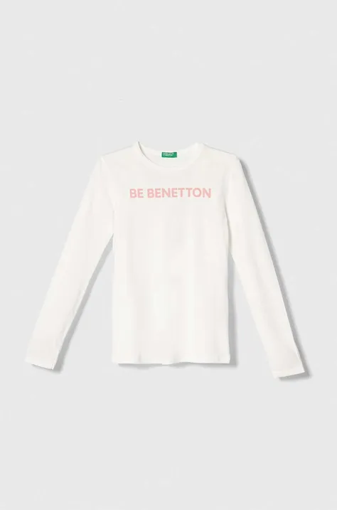United Colors of Benetton longsleeve bawełniany dziecięcy kolor biały