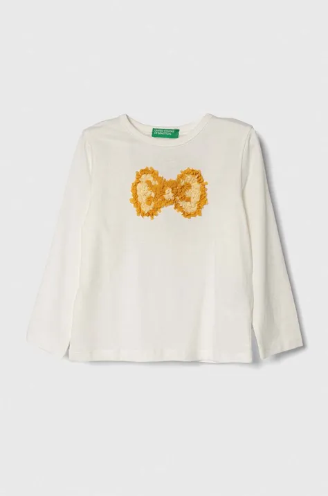 Детска блуза с дълги ръкави United Colors of Benetton в бяло