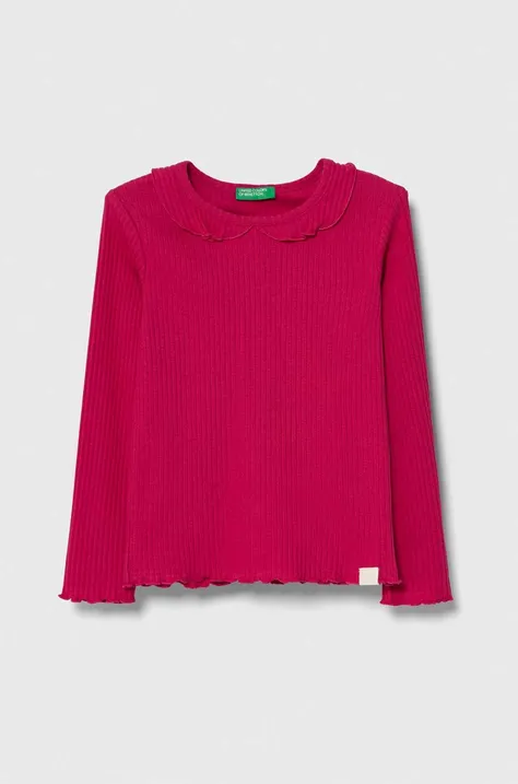 Dětské tričko s dlouhým rukávem United Colors of Benetton růžová barva