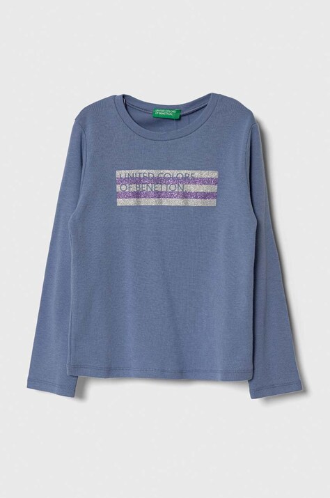 Дитячий бавовняний лонгслів United Colors of Benetton