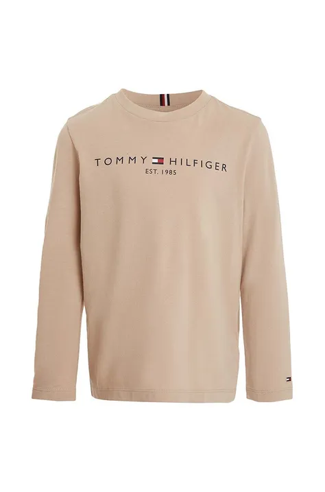 Dječja pamučna majica dugih rukava Tommy Hilfiger boja: bež
