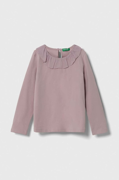 United Colors of Benetton longsleeve copii culoarea violet
