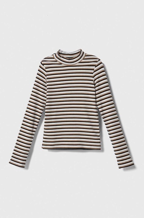 United Colors of Benetton longsleeve dziecięcy kolor beżowy z półgolfem