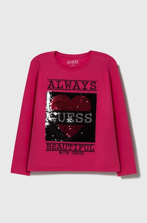 Guess longsleeve copii culoarea roz