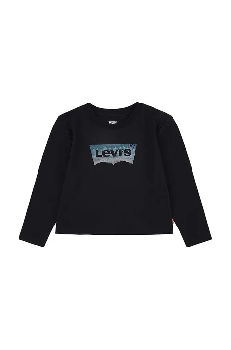 Otroška dolga majica Levi's črna barva