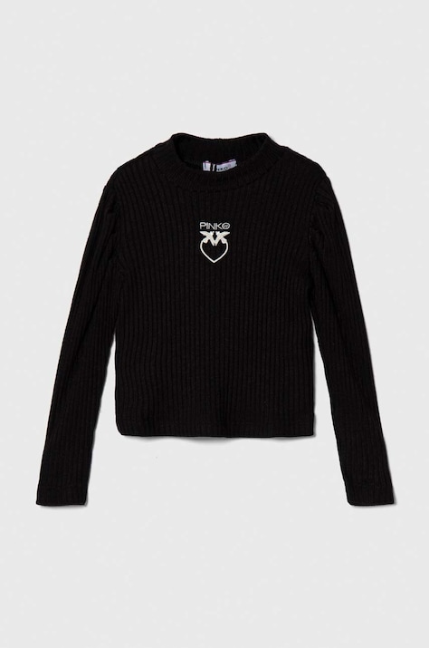 Дитячий лонгслів Pinko Up колір чорний півгольф