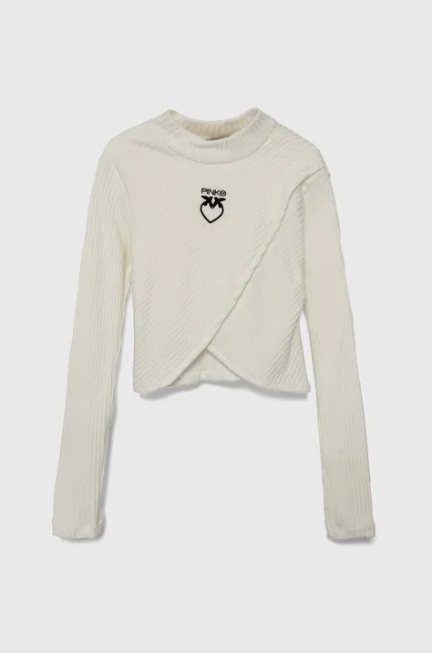 Pinko Up longsleeve dziecięcy kolor beżowy z półgolfem