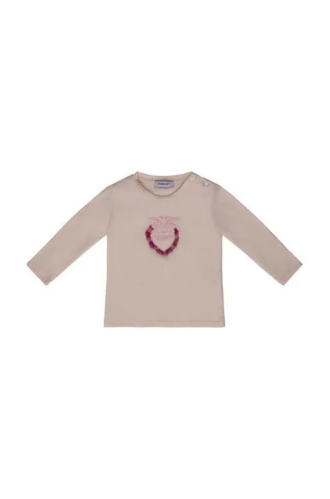 Majica z dolgimi rokavi za dojenčka Pinko Up bež barva