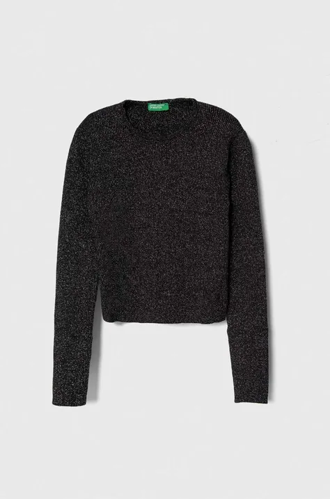 United Colors of Benetton gyerek pulóver fekete, könnyű